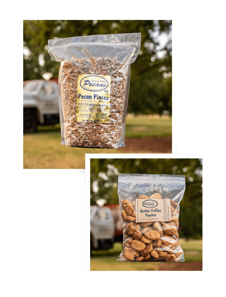2 bags of packaged pecans ready for purchase.