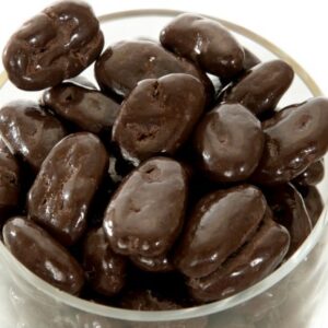 Sugar Free Chocolate covered pecans in a glass jar